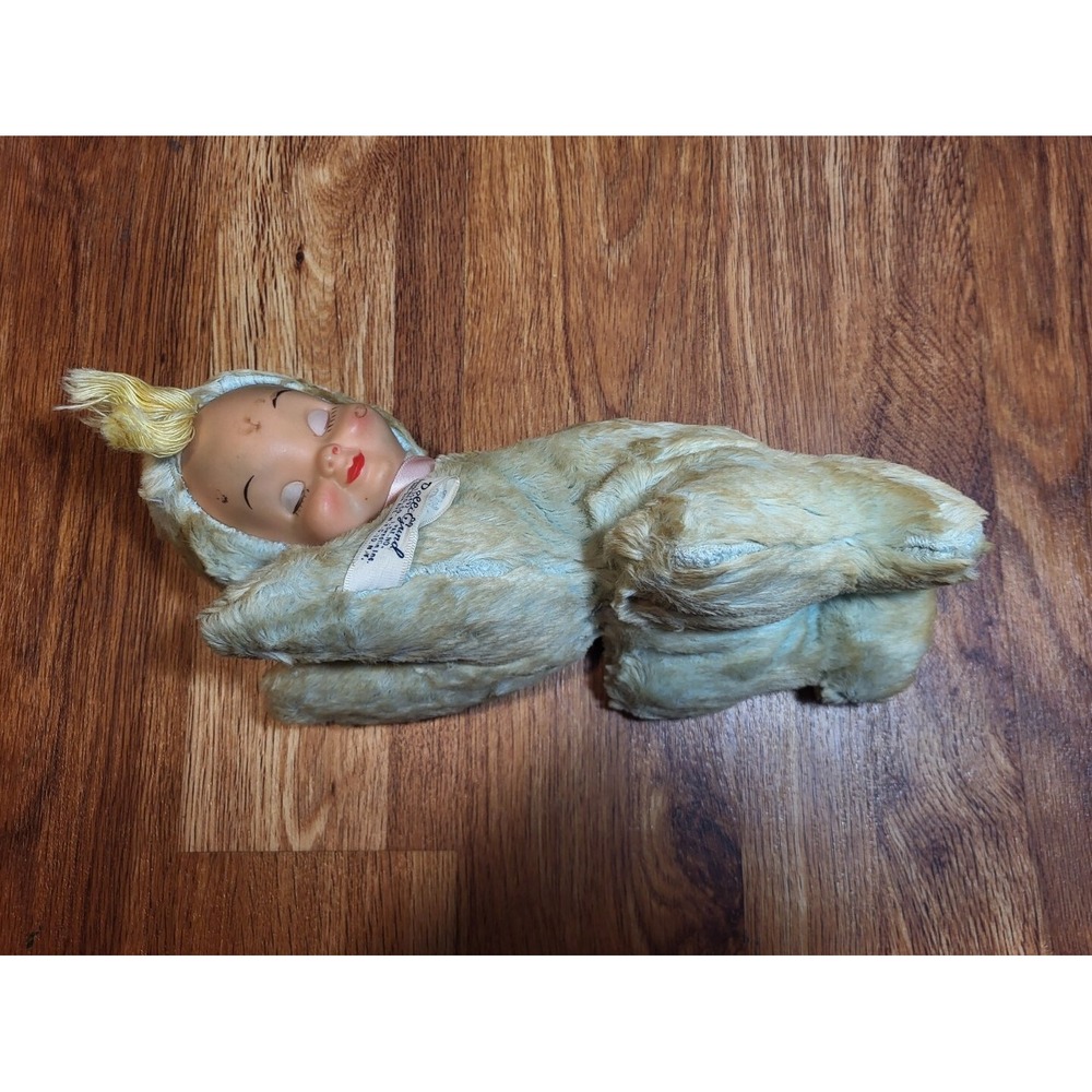 Vtge Blue‎ Blond Dolli Gund Sani Foam Rubber Face Doll